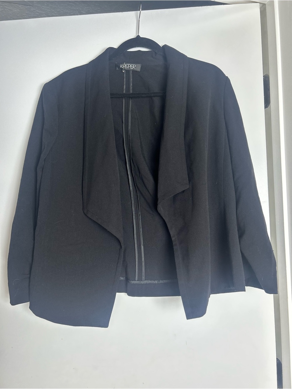 Kasper Black Open-Front Draped Blazer